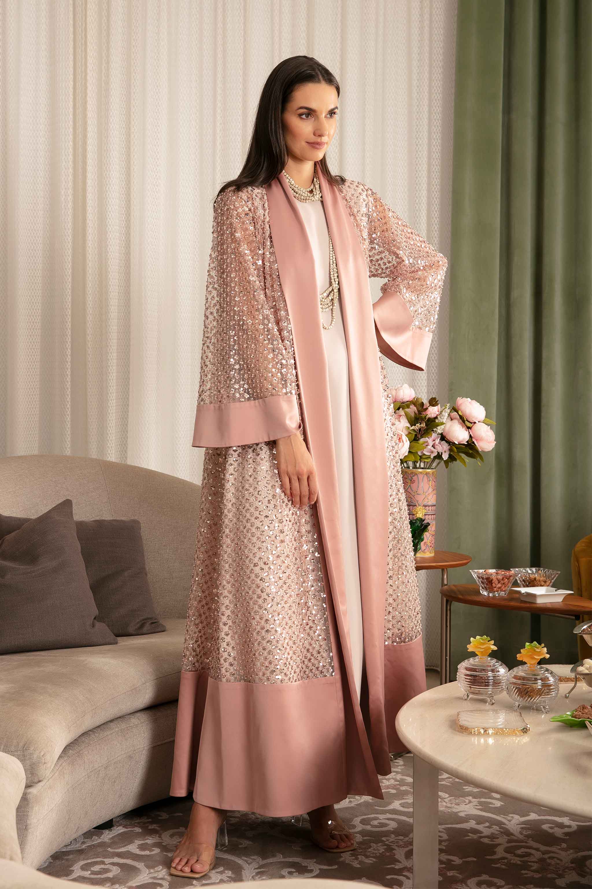 Sage Abaya in Rose Gold / Black / Grey