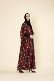 Burgundy Textured Floral Abaya – Sahar Luxe Collection