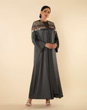 KHAKI TASSEL FRINGE ABAYA - RTW