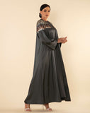 KHAKI TASSEL FRINGE ABAYA - RTW