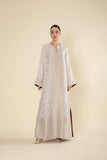Zari Luxe Banarasi Brocade Jalabiya – Pearl White & Gold