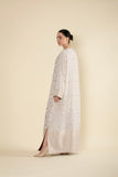 Zari Luxe Banarasi Brocade Jalabiya – Pearl White & Gold
