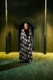 Noor Floral Velvet-Trim Abaya