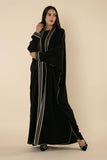 MIDNIGHT HARMONY: BLACK ABAYA WITH RIBBON DETAILING