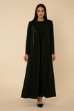 BLACK CREPE ABAYA WITH ROSE GOLD RIBBON