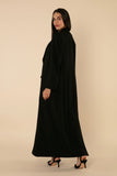 BLACK CREPE ABAYA WITH ROSE GOLD RIBBON