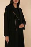 BLACK CREPE ABAYA WITH ROSE GOLD RIBBON