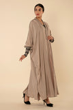 SERENE SANDSTONE ABAYA WITH ZIG-ZAG CUFFS