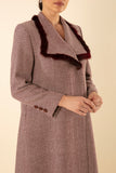 BURGUNDY CLASSY COAT WITH FUR COLLAR