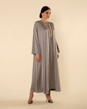 ROYAL SILK ABAYA SET IN GREY