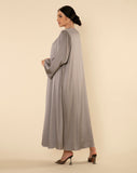 ROYAL SILK ABAYA SET IN GREY