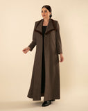 BROWN CLASSY COAT WITH FUR COLLAR