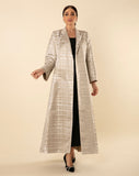 SHINY SILVER MARBLE COUTURE FABRIC ABAYA