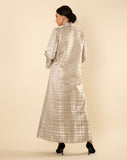 SHINY SILVER MARBLE COUTURE FABRIC ABAYA