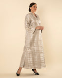 SHINY SILVER MARBLE COUTURE FABRIC ABAYA