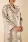 SHINY SILVER MARBLE COUTURE FABRIC ABAYA
