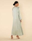 ROYAL SILK ABAYA SET IN PISTACHIO GREEN