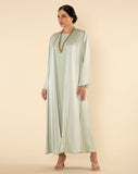 ROYAL SILK ABAYA SET IN PISTACHIO GREEN