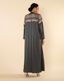 KHAKI TASSEL FRINGE ABAYA