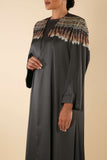 KHAKI TASSEL FRINGE ABAYA