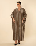 GREEN/GREY VELVET BUTTERFLY CUT ABAYA