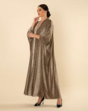 GREEN/GREY VELVET BUTTERFLY CUT ABAYA