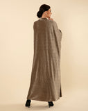 GREEN/GREY VELVET BUTTERFLY CUT ABAYA