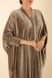 GREEN/GREY VELVET BUTTERFLY CUT ABAYA