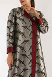 Makara Coat in Grey and Maroon