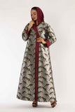 Makara Coat in Grey and Maroon