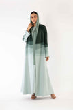 Swan Print Abaya in Green Shades